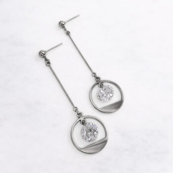 Stainless Circle Zirconia ピアス/Silver【金属アレルギー対応/ステンレス】