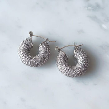 aespa ウィンター愛用 Luxury Glitter Zirconia ピアス/silver【ロジウムコーティング】