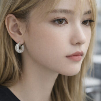 aespa ウィンター愛用 Luxury Glitter Zirconia ピアス/silver【ロジウムコーティング】