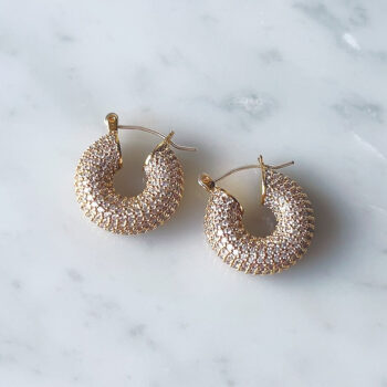 Luxury Glitter Zirconia ピアス/YG【ロジウムコーティング】