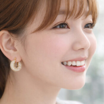 Luxury Glitter Zirconia ピアス/YG【ロジウムコーティング】