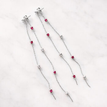 Pretty Long  Ruby Zirconia ピアス/Silver