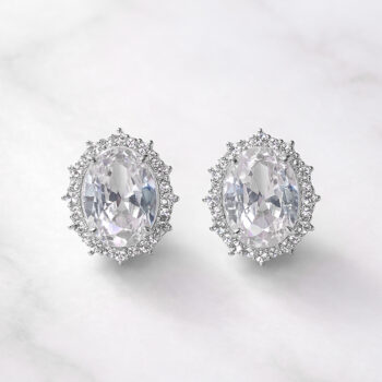 Jewelry Oval Zirconia Short ピアス/White Silver