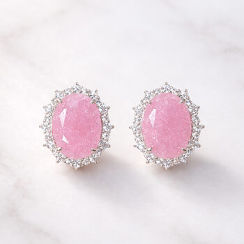 Jewelry Oval Zirconia Short ピアス/pink