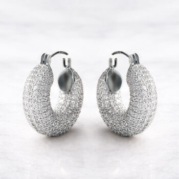 Luxury Glitter Zirconia ピアス/silver【ロジウムコーティング】