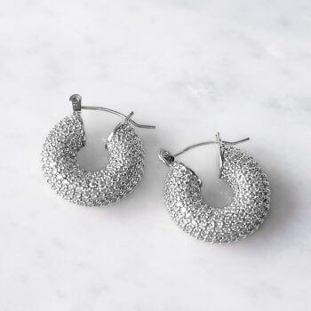 Luxury Glitter Zirconia ピアス/silver【ロジウムコーティング】