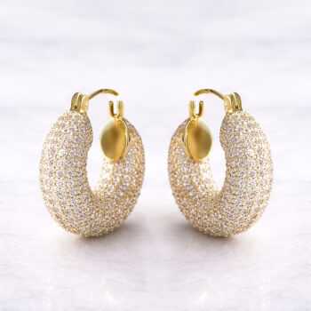 Luxury Glitter Zirconia ピアス/YG【ロジウムコーティング】