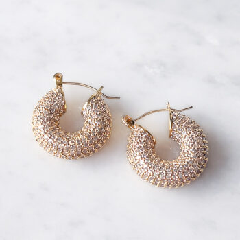 Luxury Glitter Zirconia ピアス/YG【ロジウムコーティング】