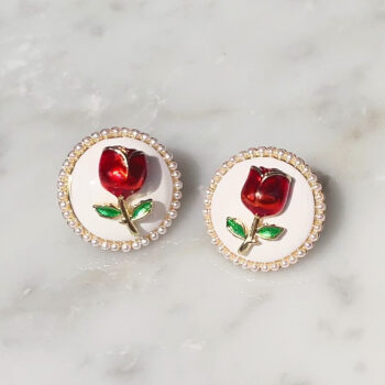 Plump Rose Pearl ピアス【ニッケルフリー】