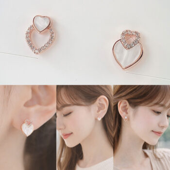Shell Asymmetry Heart ピアス/イヤリング【ニッケルフリー】