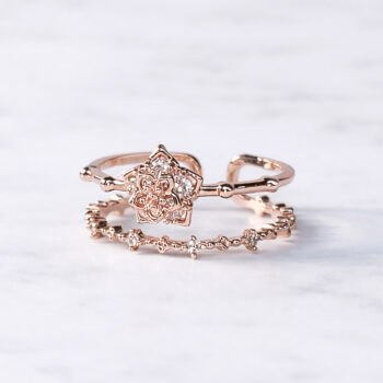 Brilliant Zirconia Double Flower リング/PG［free size］