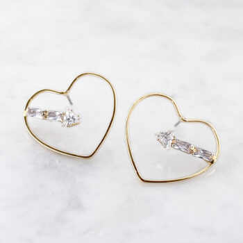 Heart Zirconia Arrow ピアス【ニッケルフリー】