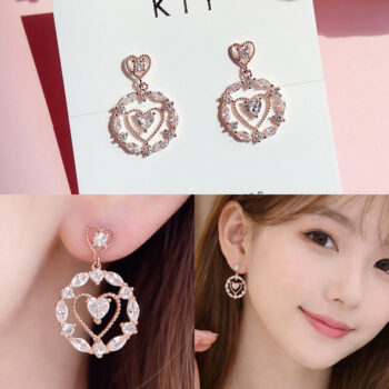 Pretty Zirconia Heart ピアス/イヤリング 【ニッケルフリー】