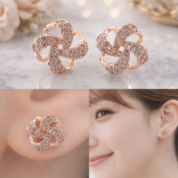 Elegant Zirconia Flower ピアス/イヤリング 【ニッケルフリー】