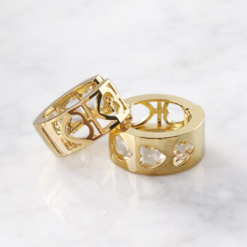 Bijou 3Heart hoop ピアス/Crystal【ロジウムコーティング】