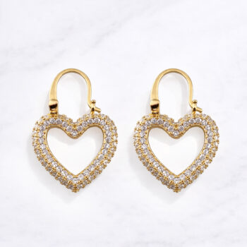 Open Heart Zirconia ピアス/YG【ロジウムコーティング】