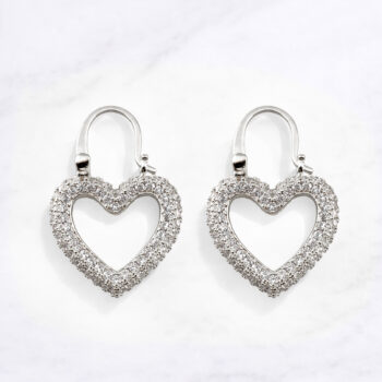 Open Heart Zirconia ピアス/silver【ロジウムコーティング】