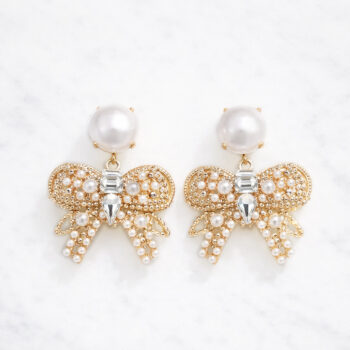 Plump Pearl Ribbon ピアス&イヤリング/Gold