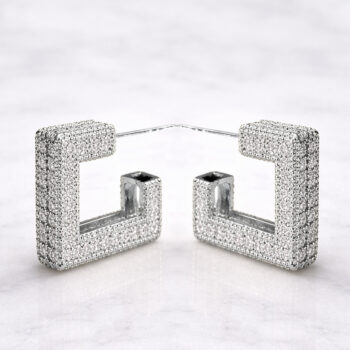 Square Zirconia ピアス/silver【ロジウムコーティング】