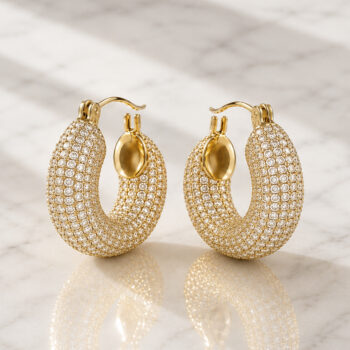 Lumière Pavé Hoop ピアス | Gold