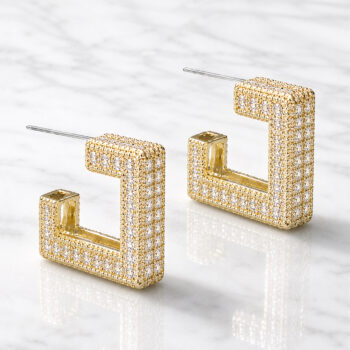 Lumière Pavé Square ピアス | Gold