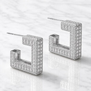 Lumière Pavé Square ピアス | Silver