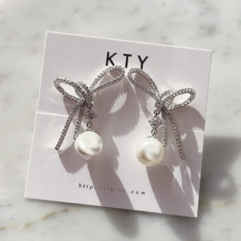 Jewel Ribbon Pearl ピアス【ニッケルフリー】
