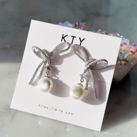 Jewel Ribbon Pearl ピアス