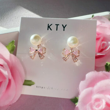 feminine Pink Ribbon ピアス&イヤリング【ニッケルフリー】