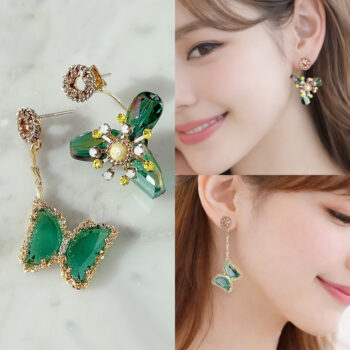 Emerald Bijou Butterfly ピアス&イヤリング【ニッケルフリー】