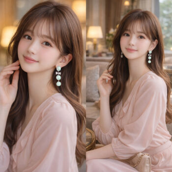 Jewel Mint Ribbon ピアス