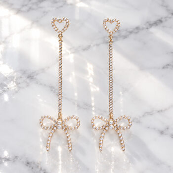 Grace Pearl Ribbon Heart ピアス&イヤリング