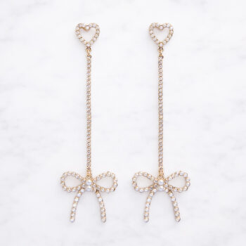 Petit Pearl Ribbon Lovely Heart ロングピアス/イヤリング