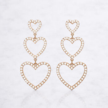 パール3連オープンハートピアス