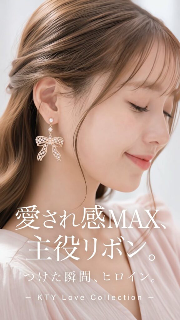 Elegant Ribbon Brilliant Pearl ピアス/イヤリング