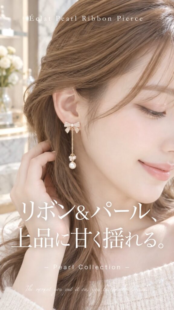 Éclat Pearl Ribbon ピアス