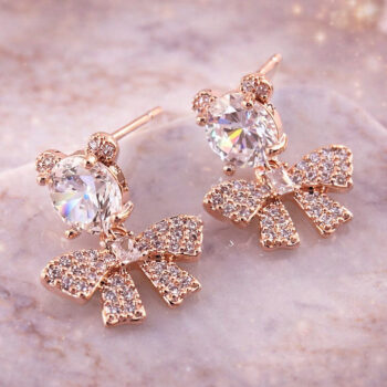 Pretty Zirconia Ribbon ピアス/イヤリング 【ニッケルフリー】