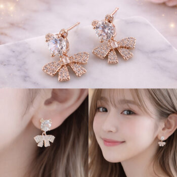 Pretty Zirconia Ribbon ピアス/イヤリング 【ニッケルフリー】