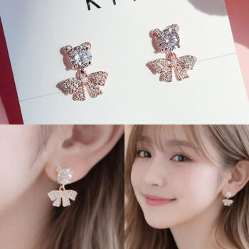 Pretty Zirconia Ribbon ピアス/イヤリング 【ニッケルフリー】