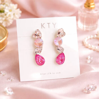 Lovely Heart Drop ピアス&イヤリング/Pink