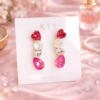 Lovely Heart Drop ピアス&イヤリング/Red