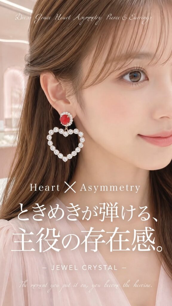 Dress Grace Heart Asymmetry ピアス/イヤリング