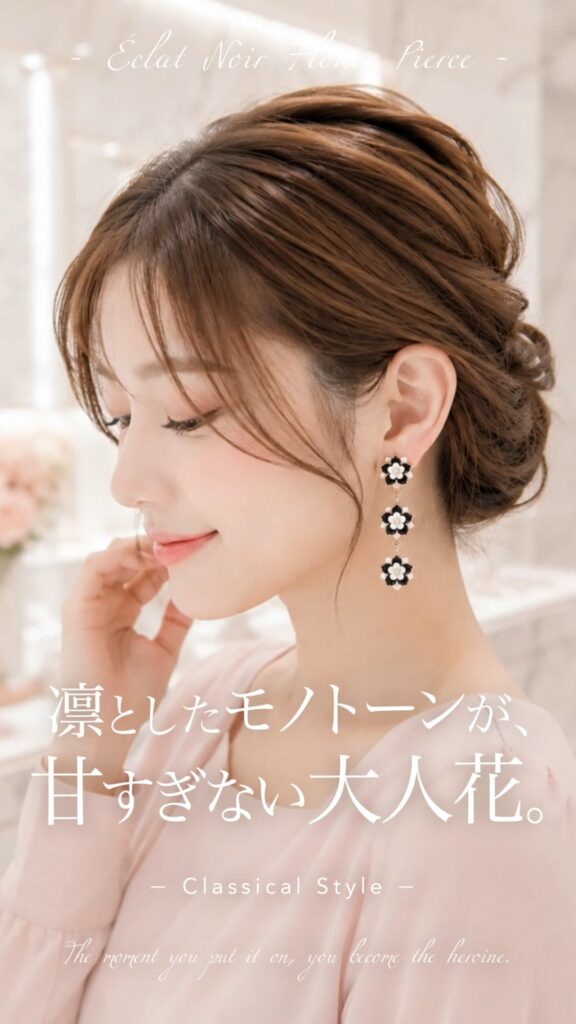 Éclat Noir Flower ピアス