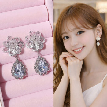 Jewel Cubic Zirconia Flower ピアス/イヤリング