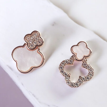 Shell Asymmetry Clover ピアス/イヤリング