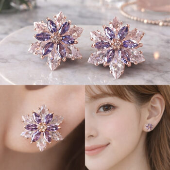 Brilliant 2Flower ピアス/purple