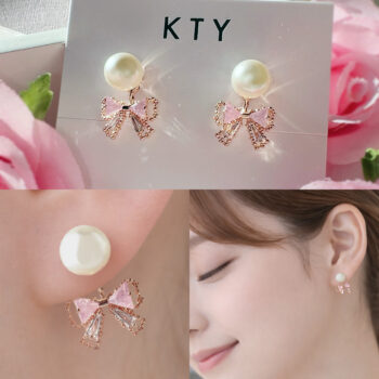 feminine Pink Ribbon ピアス&イヤリング【ニッケルフリー】