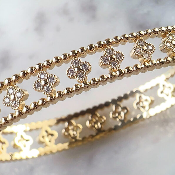 Luxury Open Clover motif ブレスレット/YG | KTY