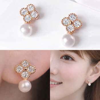 Mini Pearl Clover ピアス/イヤリング【ニッケルフリー】
