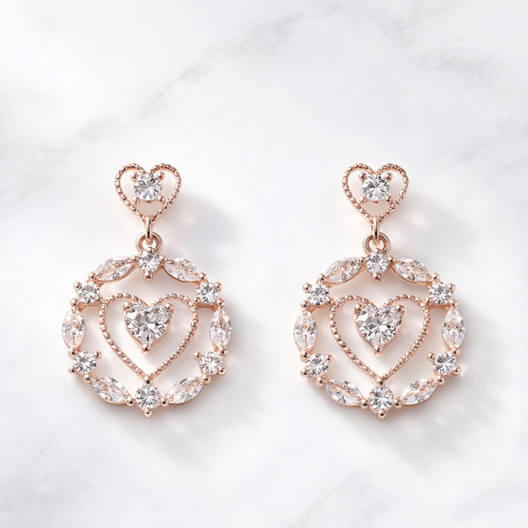 Pretty Zirconia Heart ピアス/イヤリング 【ニッケルフリー】